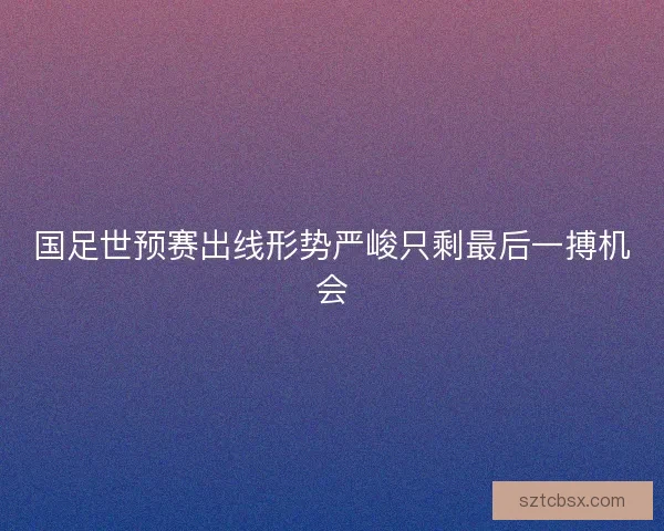 国足世预赛出线形势严峻只剩最后一搏机会