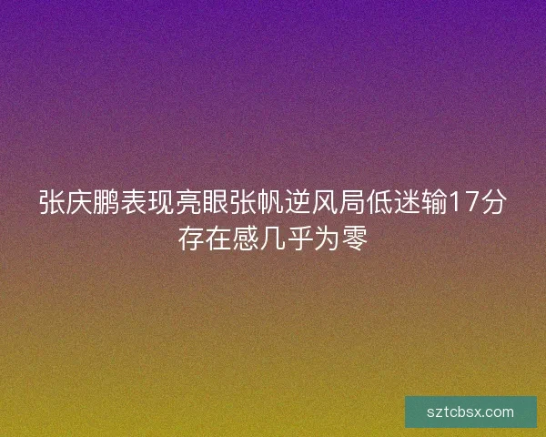 张庆鹏表现亮眼张帆逆风局低迷输17分存在感几乎为零